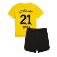 Fotballdrakt Barn Borussia Dortmund Donyell Malen #21 Hjemmedraktsett 2023-24 Kortermet (+ Korte bukser)